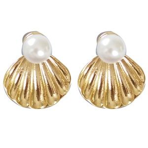 **KANAAN* Gold x Pearl Shell Fashion Stud Earrings